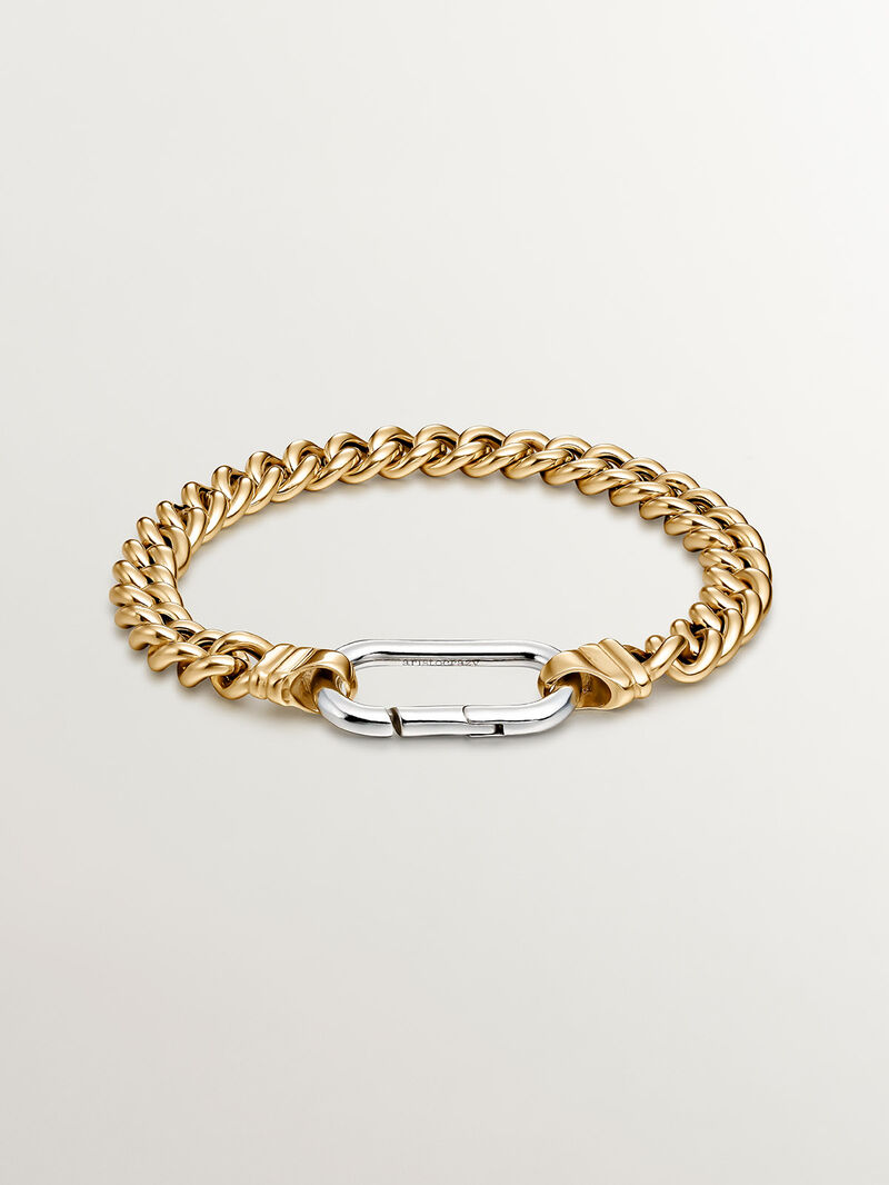 Barbados link chain bracelet in 925 silver plated in 18K yellow gold. image number 2