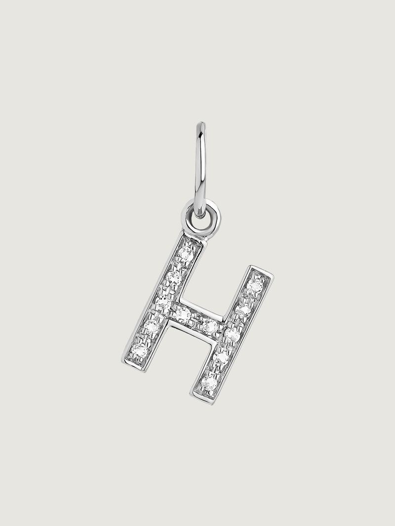 925 Silver Charm with White Topaz Initial H image number 0