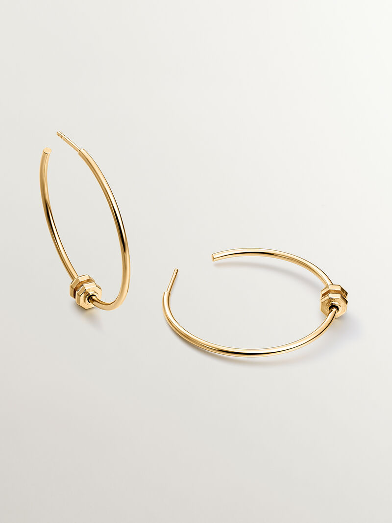 925 silver ring earrings in 18K yellow gold with geometric motive image number 2