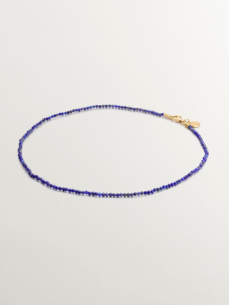 925 Silver necklace bathed in 18K yellow gold with blue lapis lazuli. image number 0
