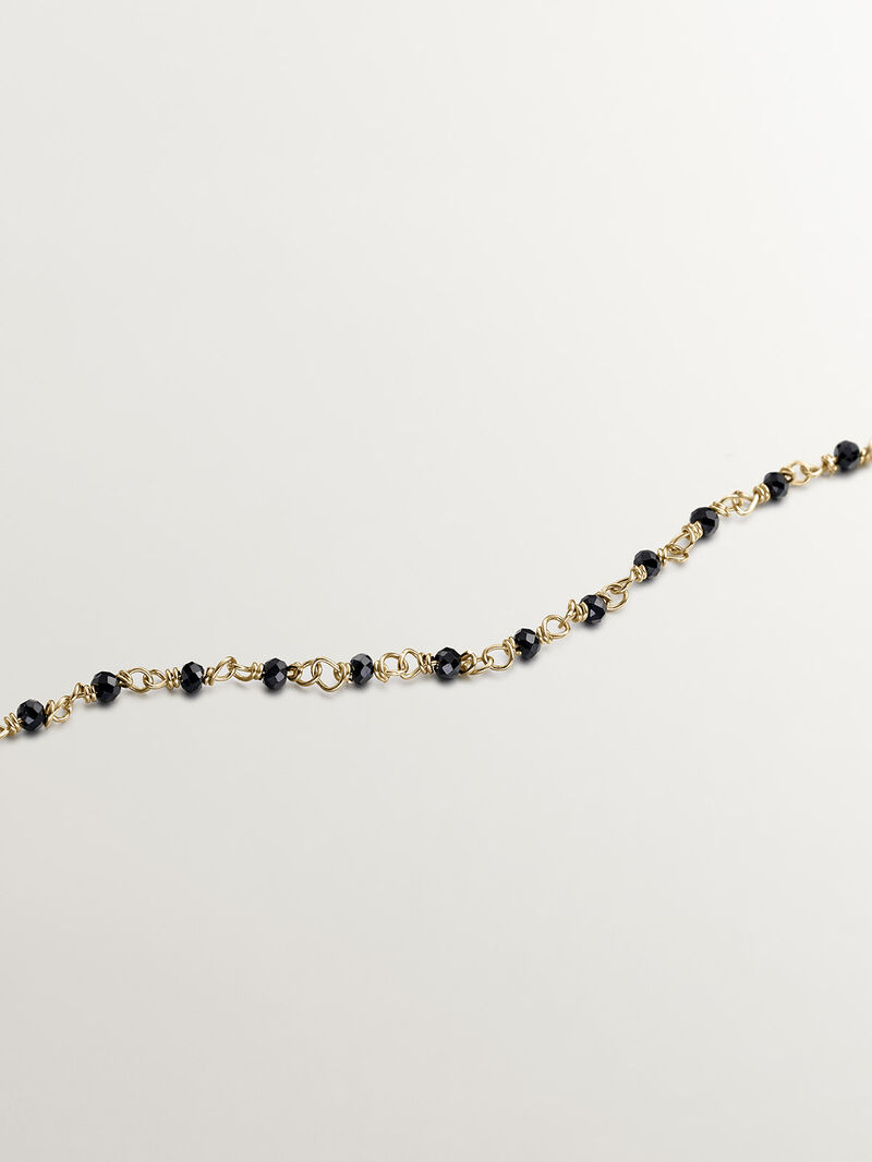 925 Silver chain plated in 18K yellow gold with black spinels. image number 4