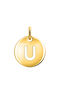 Gold-plated silver U initial medallion charm  , J03455-02-U