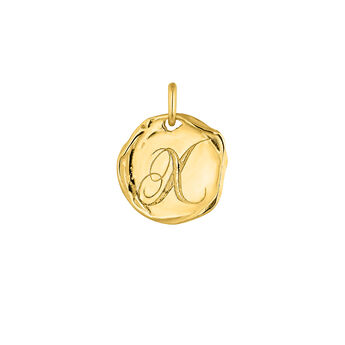 Gold-plated silver X initial medallion charm  , J04641-02-X,hi-res