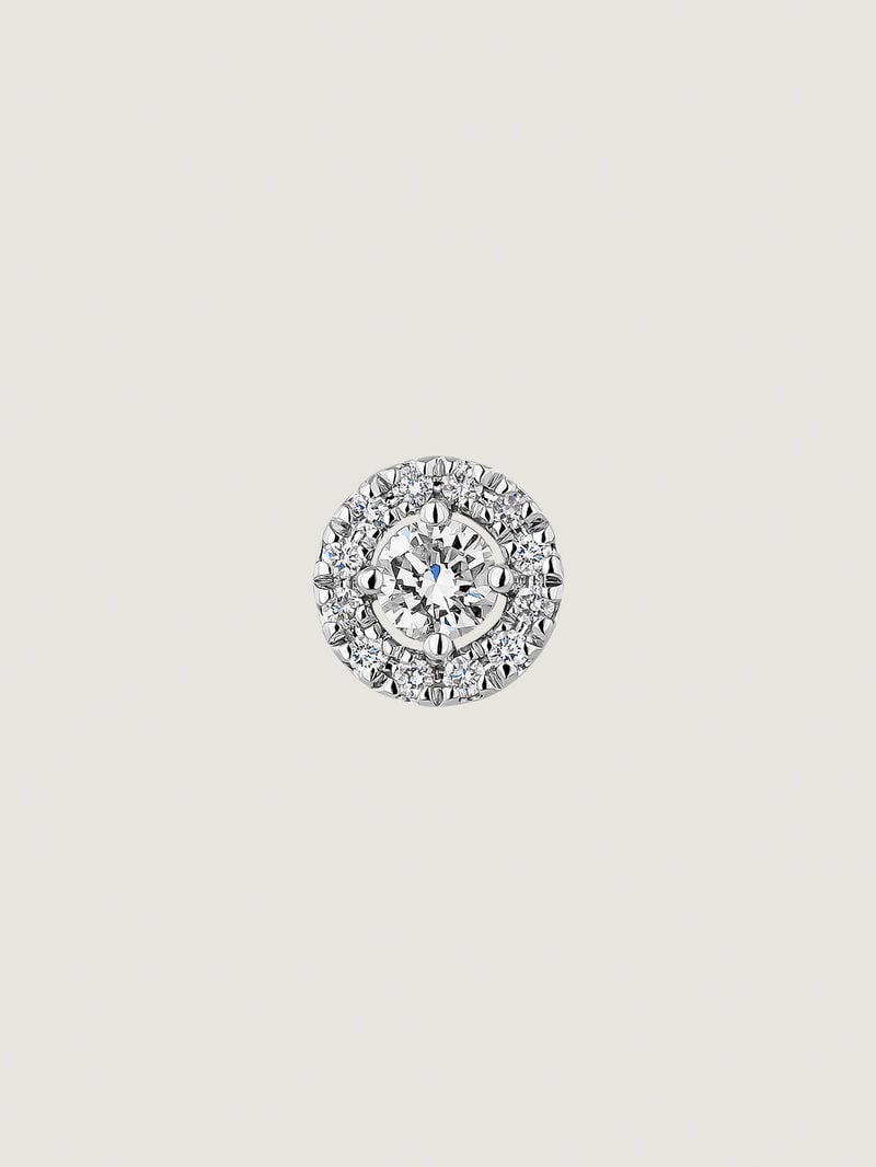 Single 18K white gold earring with diamond rosette 0.16 cts. image number 0