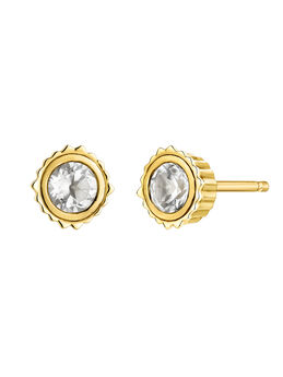 Earrings in 18k yellow gold-plated silver with a white topaz, J05294-02-WT,hi-res