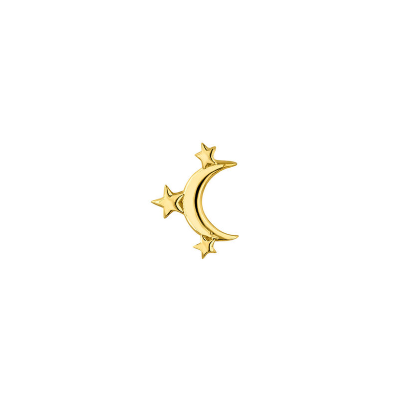 Boucle d'oreille lune et étoile argent plaqué or, J04940-02-H, hi-res