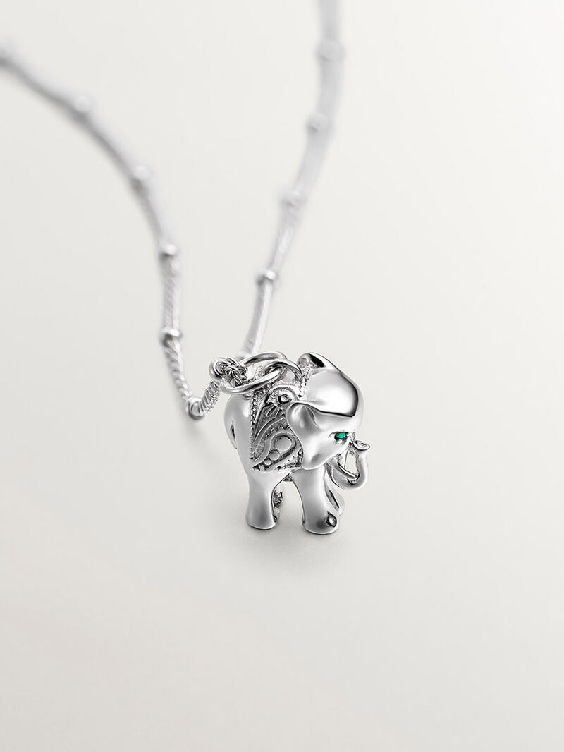 925 silver charm with green ónix and elephant shape image number 4