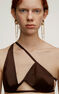 XL-size, embossed earrings with chains in 18kt yellow gold-plated silver, J05219-02