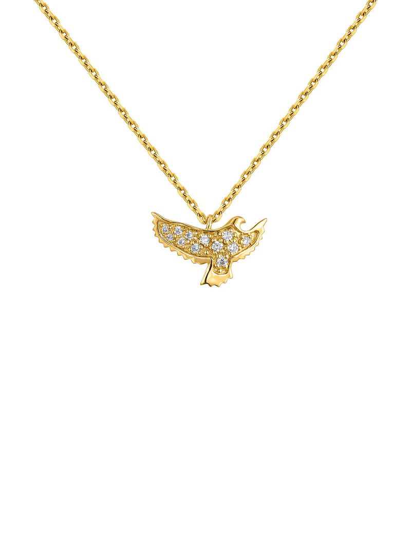 18K yellow gold pendant in the shape of an eagle with diamonds image number 2