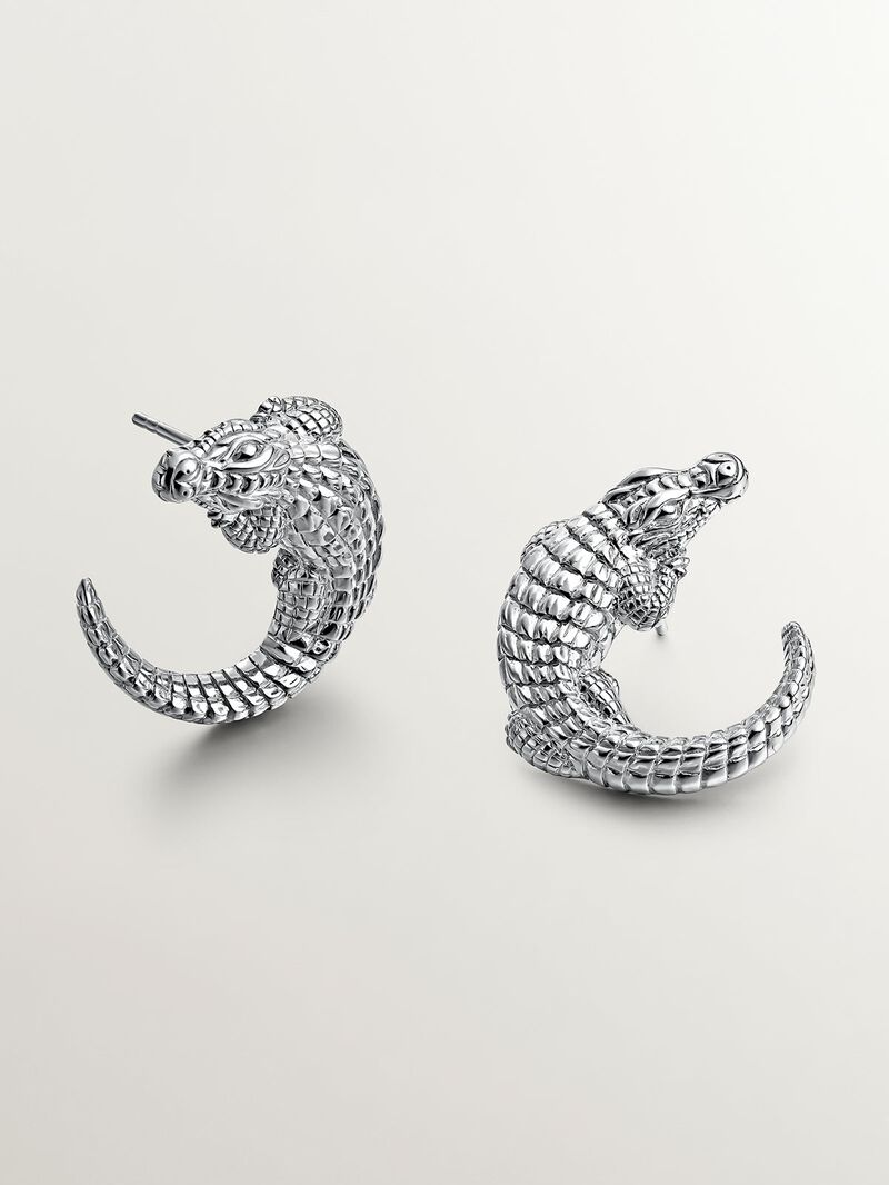 925 silver earrings shaped like crocodile image number 0