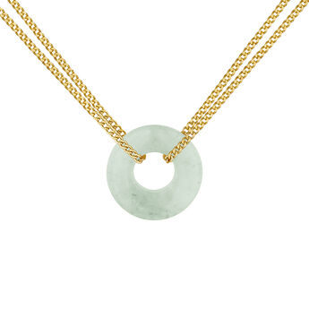 Pendant necklace in 18k yellow gold-plated silver with green aventurine , J04758-02-GAV, mainproduct