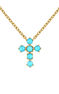 Collier croix turquoise or 9 ct , J04709-02-TQ