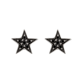 Silver star earrings with spinels , J01858-01-BSN,hi-res