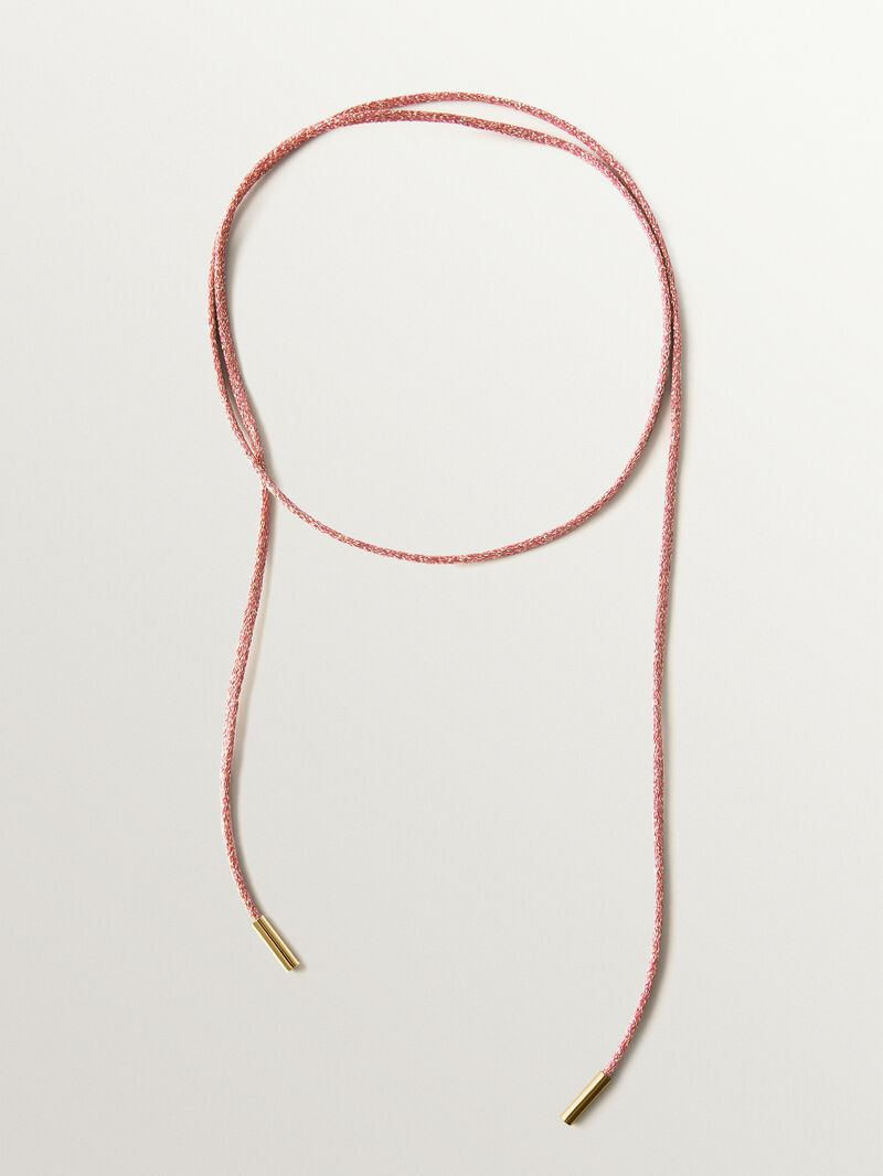 Pink cord with 18K gold-plated 925 silver finishes image number 0