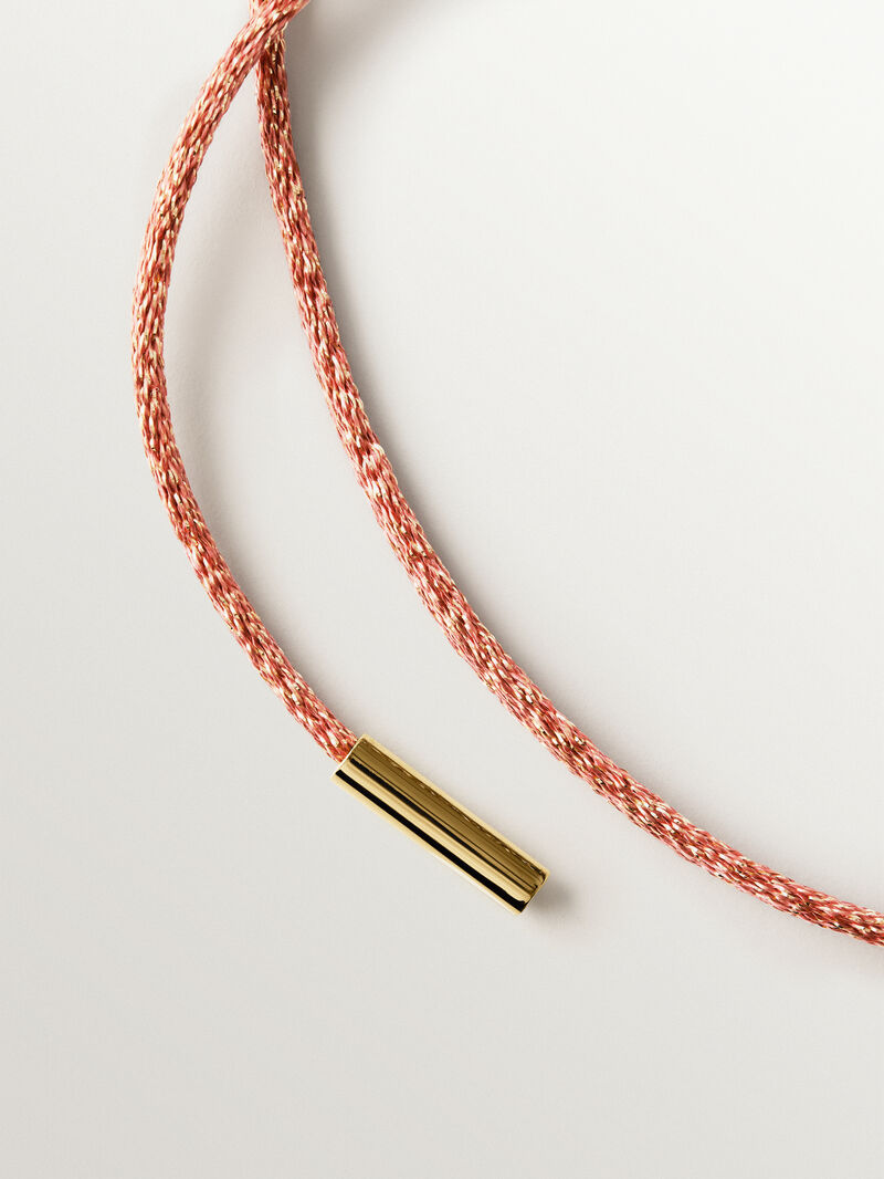 Pink cord with 18K gold-plated 925 silver finishes image number 2