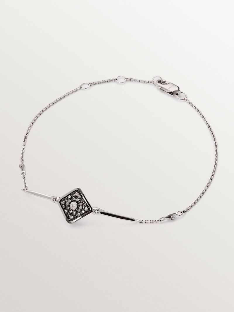 9K white gold bracelet with rhombus shape and diamonds image number 0