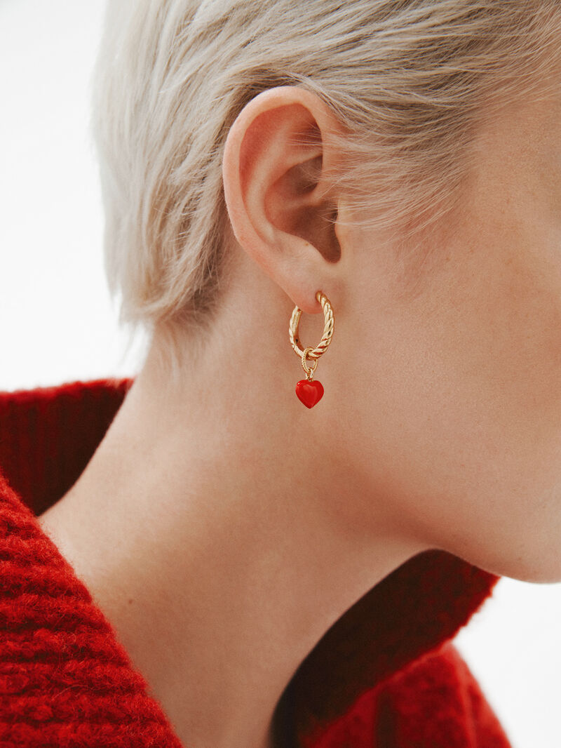 925 silver charm bathed in 18k yellow gold and red enamel shape image number 1