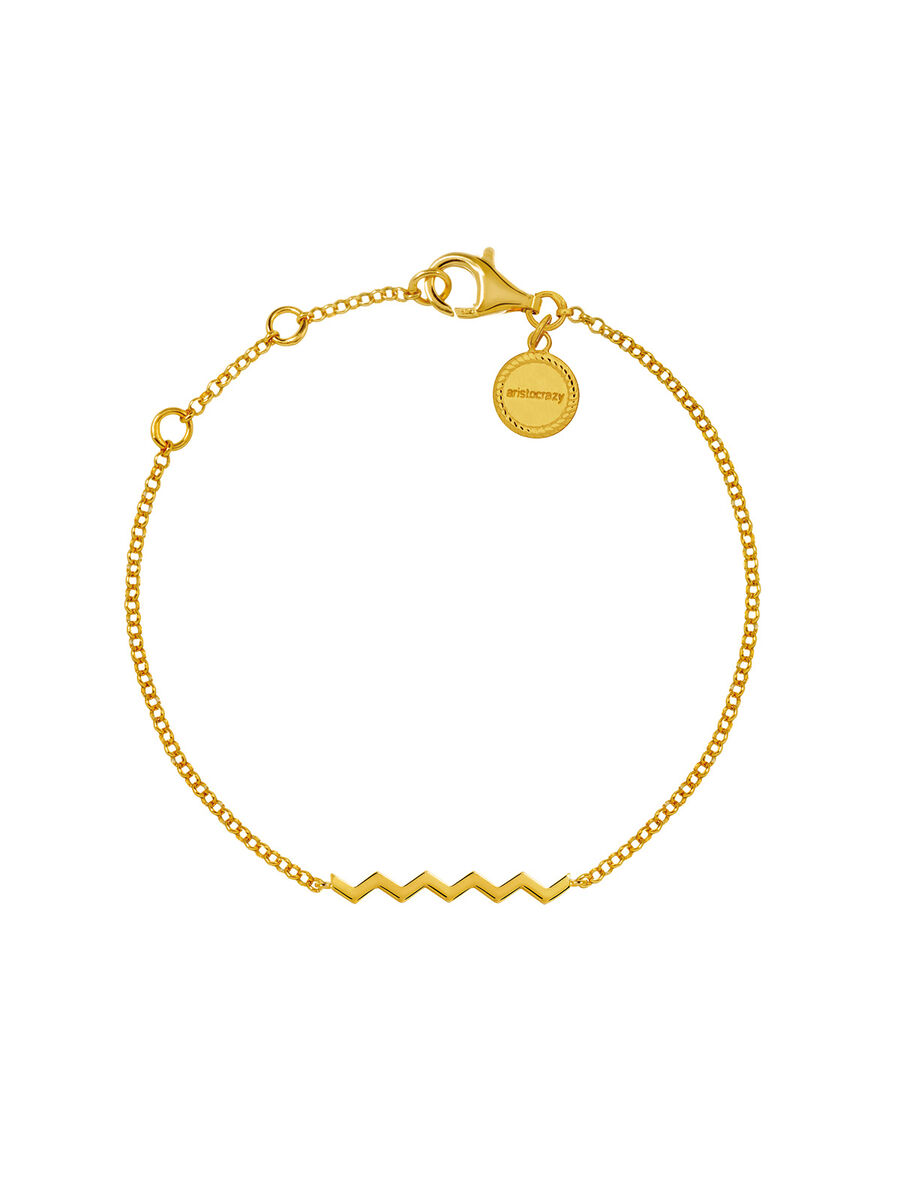 Bracelet zigzag argent plaqué or , J03039-02, hi-res