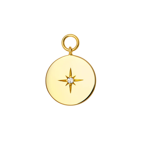 Gold-plated silver circle topaz charm , J03776-02-WT,hi-res