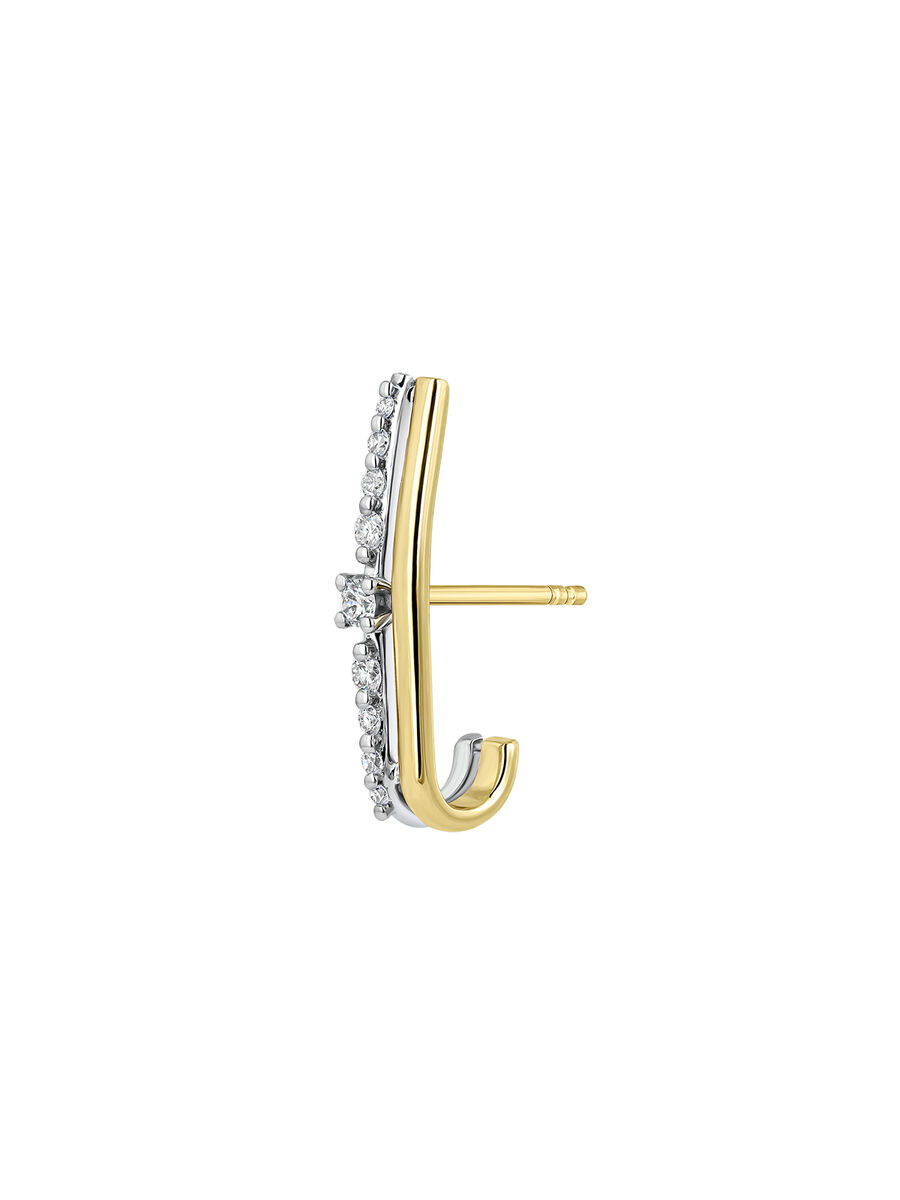 Single climber earring for the right ear in 18k yellow and white gold with diamonds , J05308-09-H-R-I2, hi-res