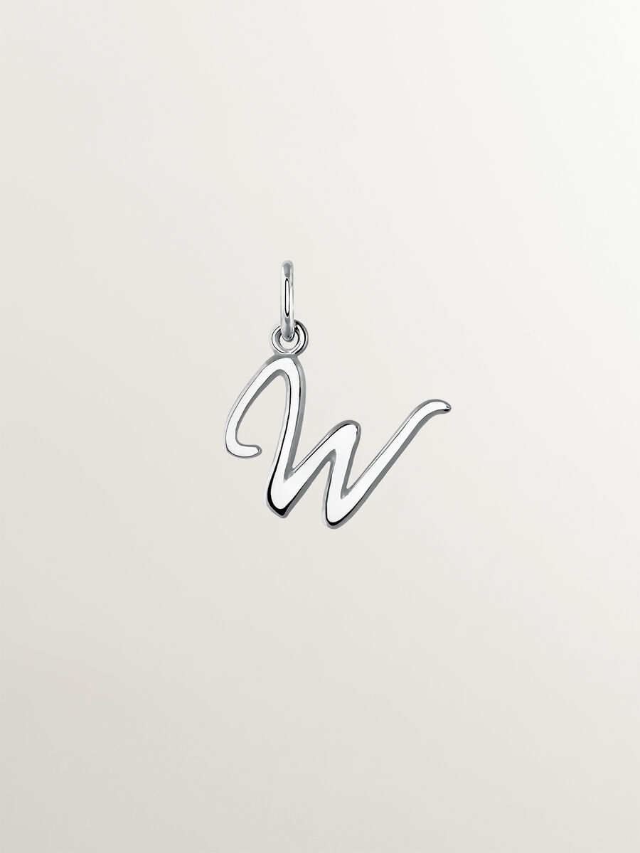 Silver W initial charm  , J03932-01-W, hi-res