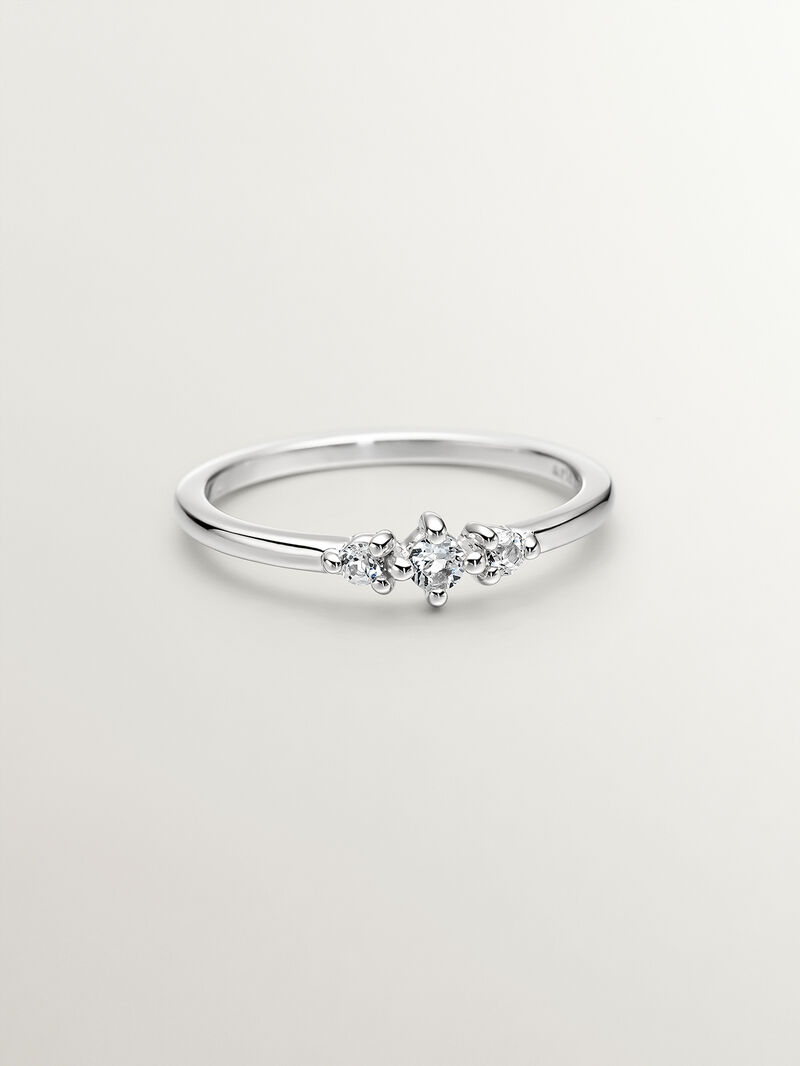 930 Silver Ring with White Topaz image number 2