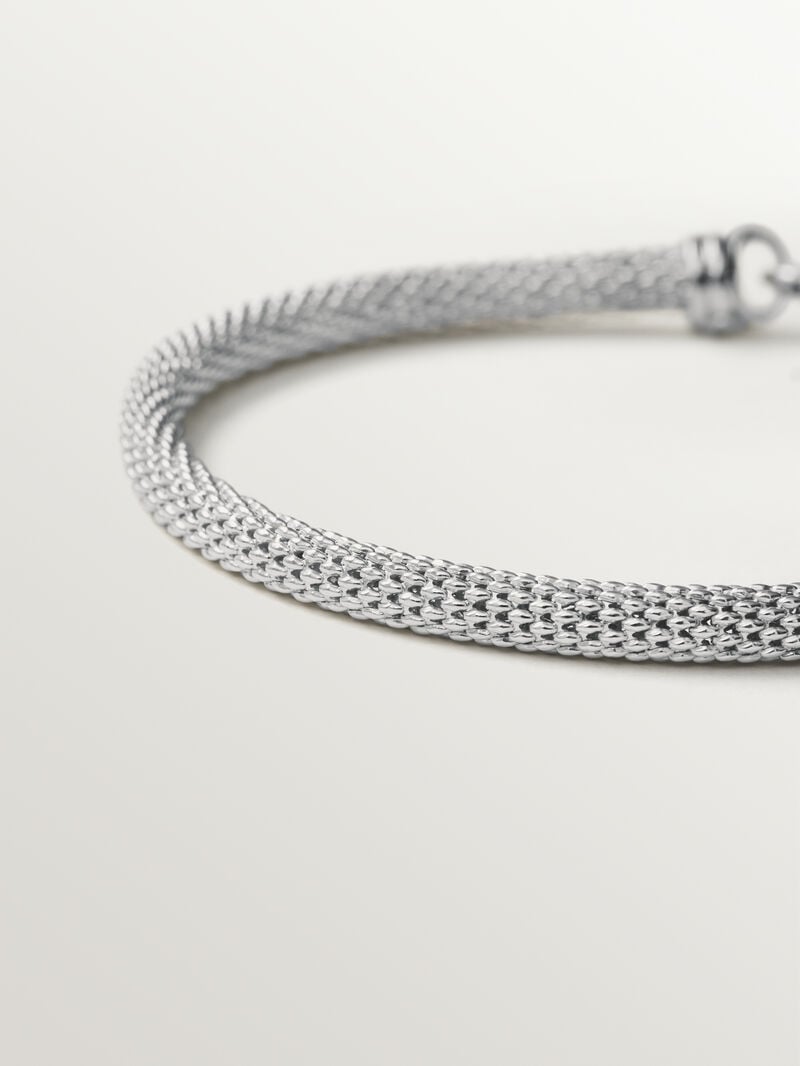 Pulsera de plata 925 con textura de malla image number 2