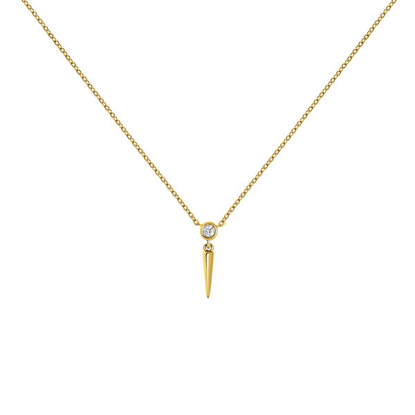 Yellow gold spike diamond necklace 0.021 ct, J03885-02,hi-res