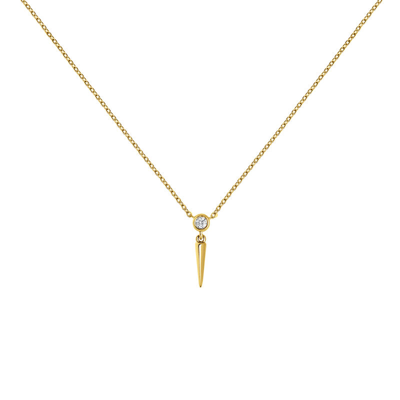Yellow gold spike diamond necklace 0.021 ct, J03885-02, hi-res