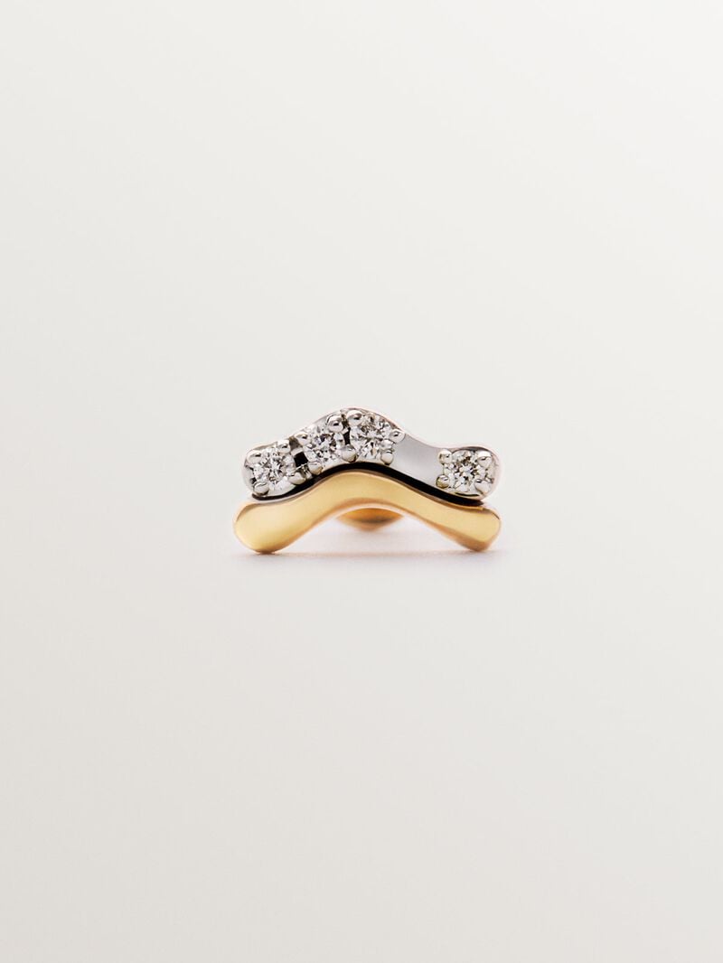 Individual piercing in 18K yellow and white gold with brilliant-cut white diamonds. image number 0