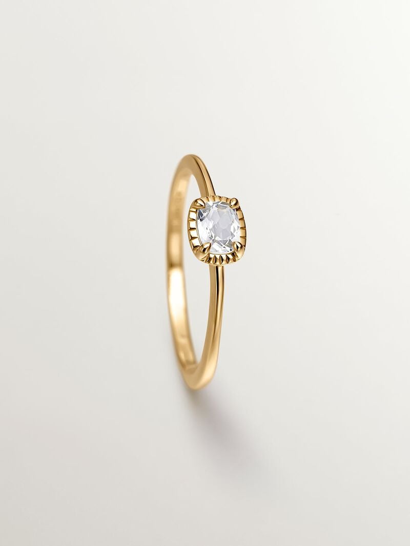 931 Silver ring bathed in 18K yellow gold with white topaz. image number 4