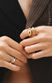 Bague double bombée en argent plaqué en or jaune 18 K, J05224-02