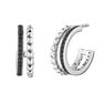 Medium silver spinel embossed hoop earrings , J04911-01-BSN
