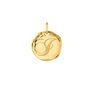 Charm medalla inicial J artesanal plata recubierta oro , J04641-02-J