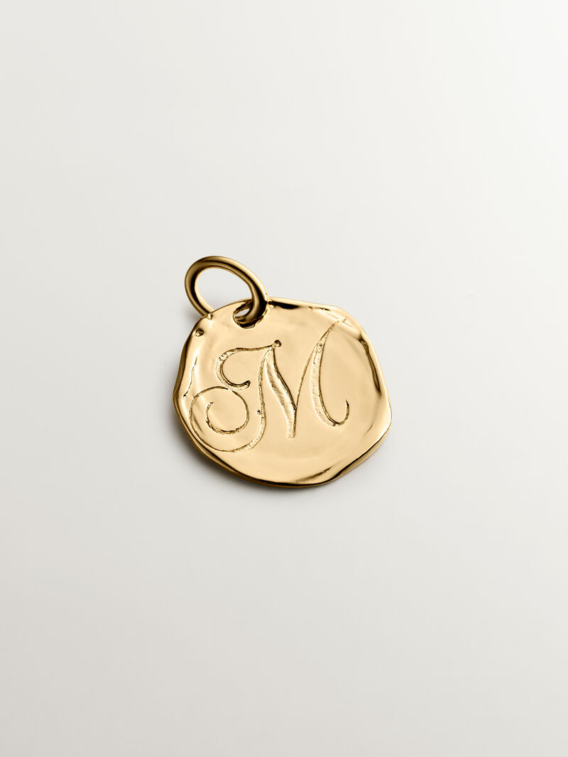 Handcrafted charm made of 925 silver bathed in 18K yellow gold with initial M. image number 0
