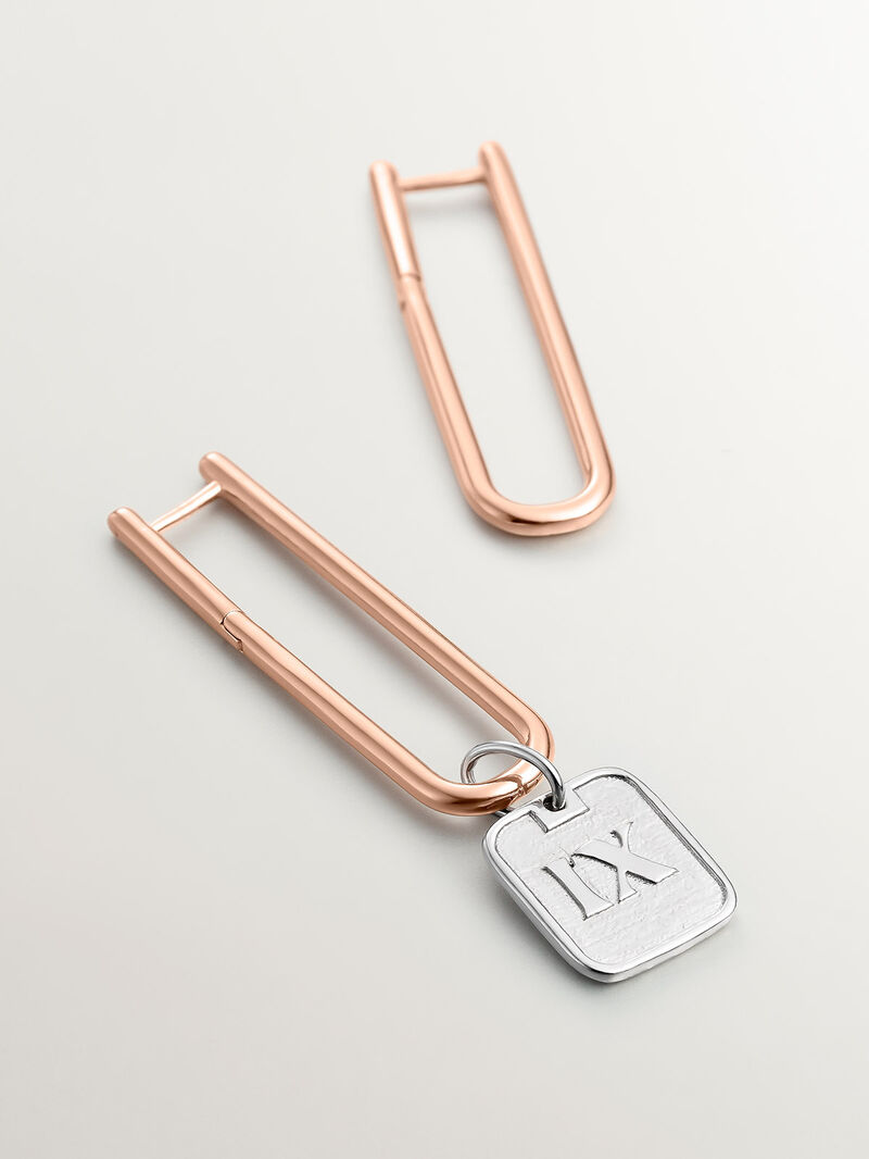 Extra long hoop earrings in 18K rose gold-plated 925 silver image number 6