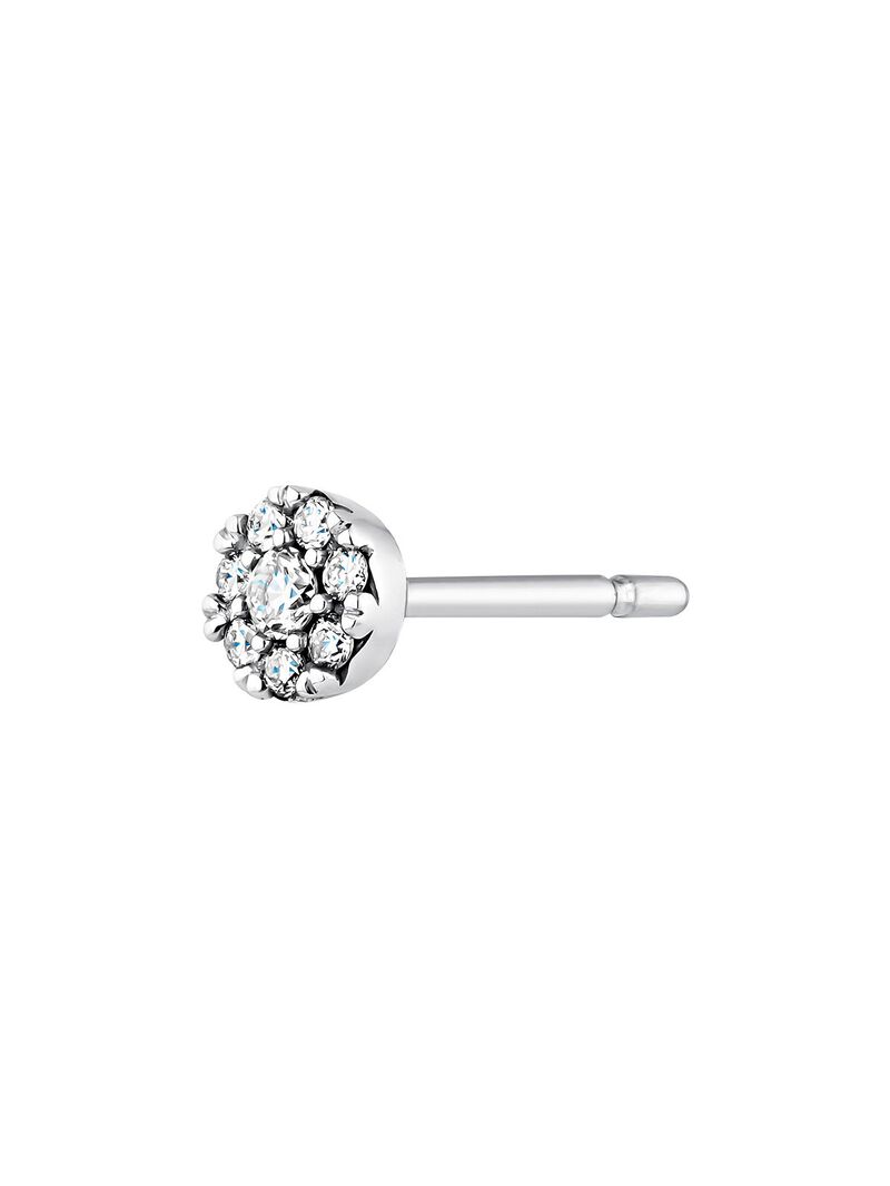 Individual 18K white gold earring with diamond rosette 0.06 cts. image number 2