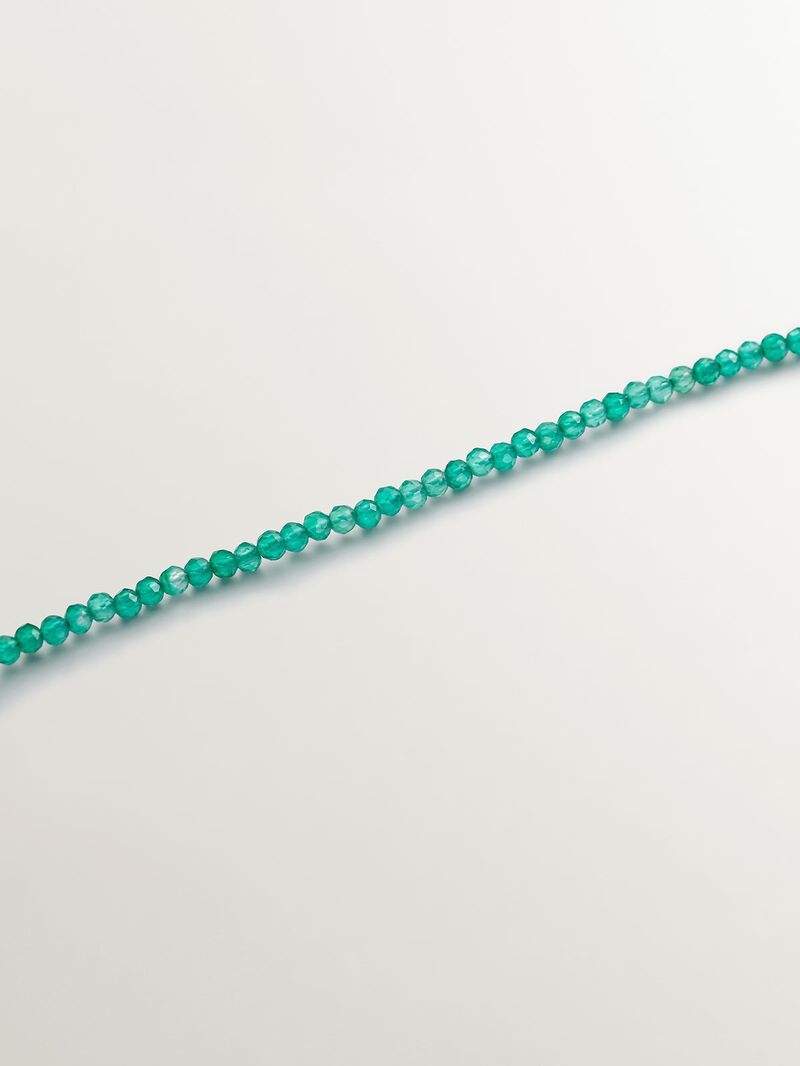 925 Silver necklace bathed in 18K yellow gold with green onyx beads. image number 2