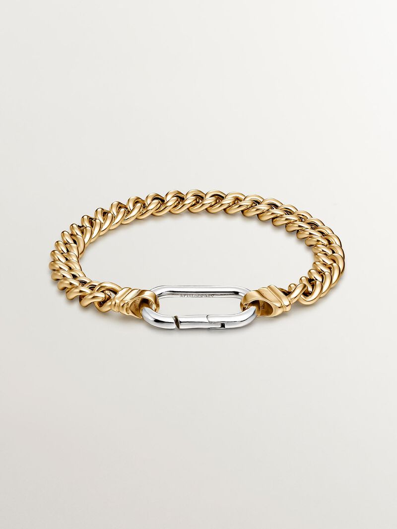 Barbados link chain bracelet in 925 silver plated in 18K yellow gold. image number 2
