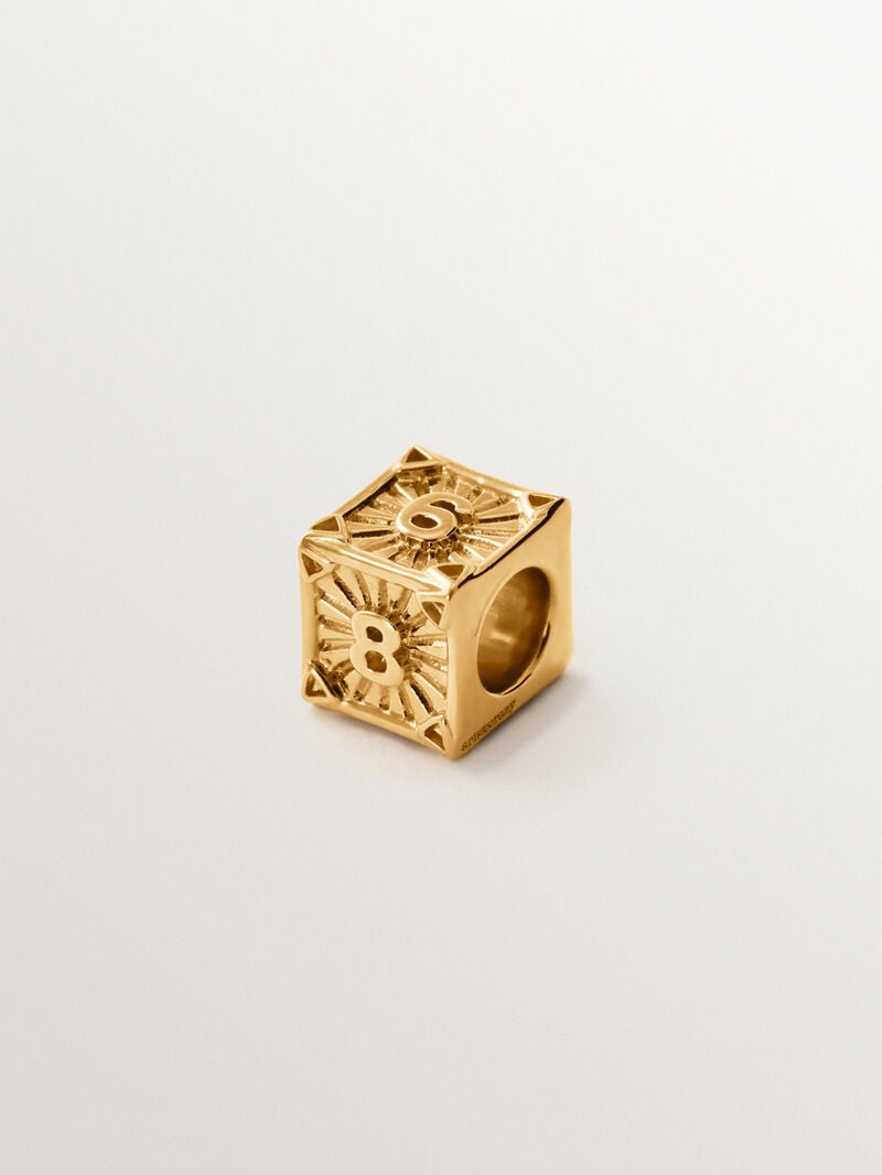 18K gold-plated 925 silver cube charm with even numbers image number 2