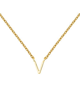 Gold Initial V necklace , J04382-02-V, mainproduct