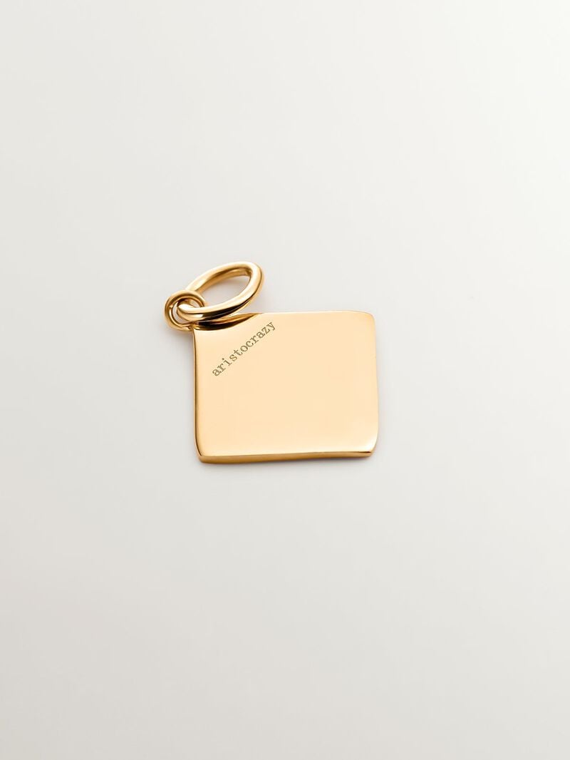 18K yellow gold plated 925 sterling silver charm with initial P and red enamel in diamond shape image number 2