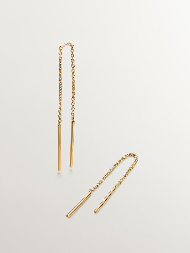 Long 925 silver chain earrings bathed in 18K yellow gold. image number 0