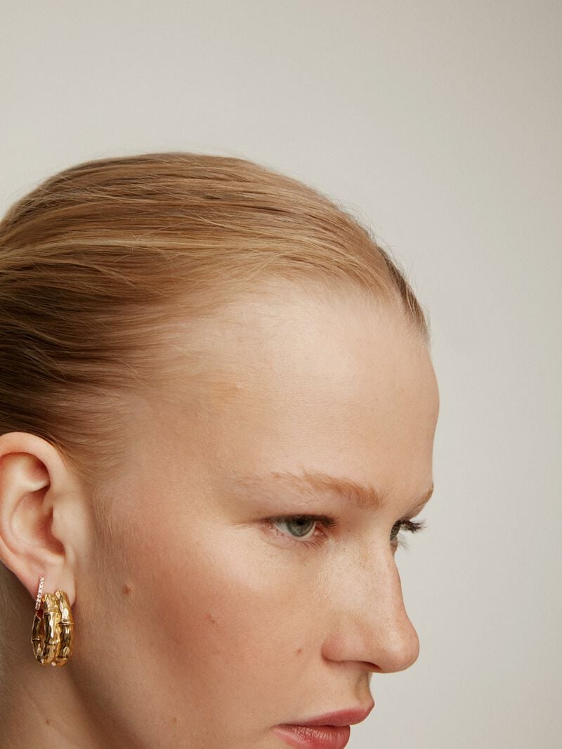 Individual small hoop earring made of 18K rose gold with 0.08ct diamond image number 5