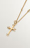 Collar cruz trébol topacios plata recubierta plata recubierta oro , J04232-02-WT
