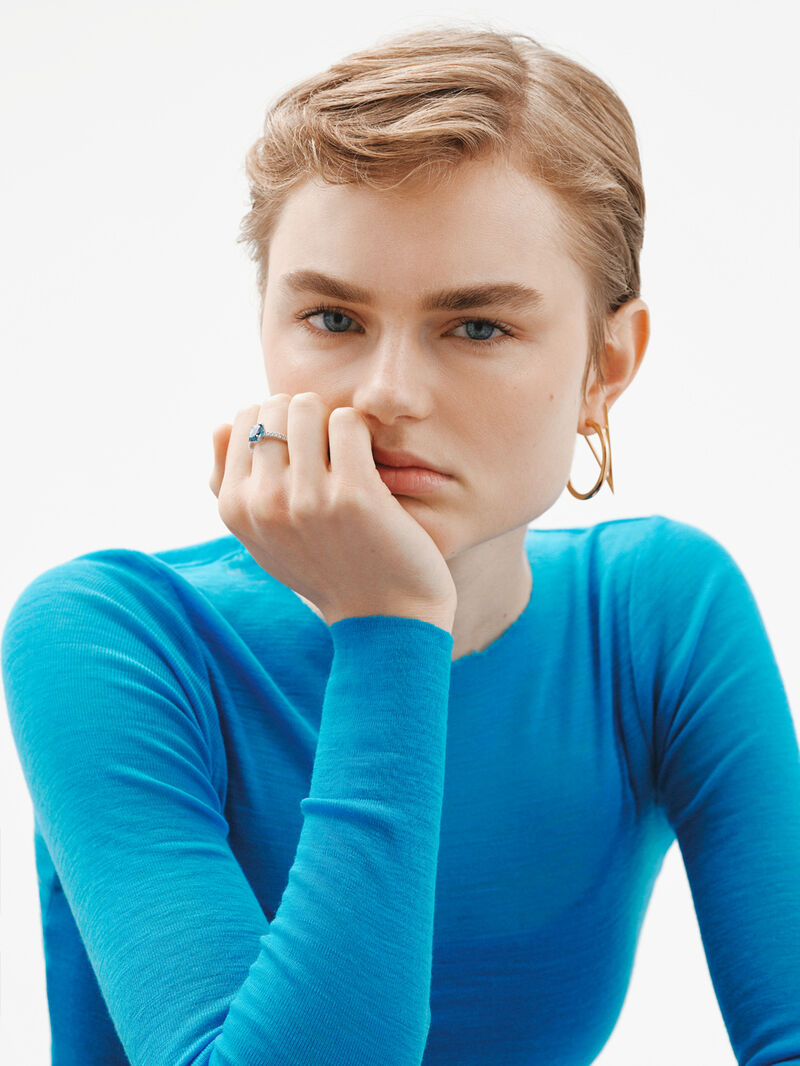 925 Sterling Silver Ring with Blue and White Topaz image number 5