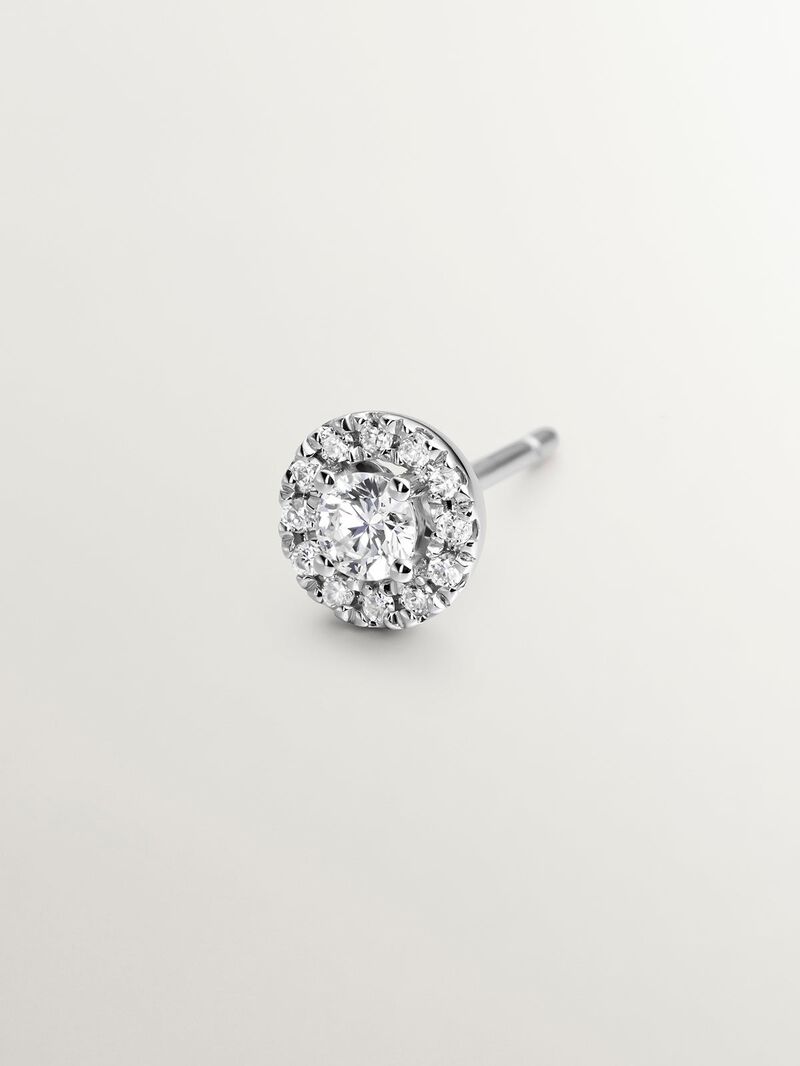 18K white gold single earring with diamond rosette 0.16 cts image number 2