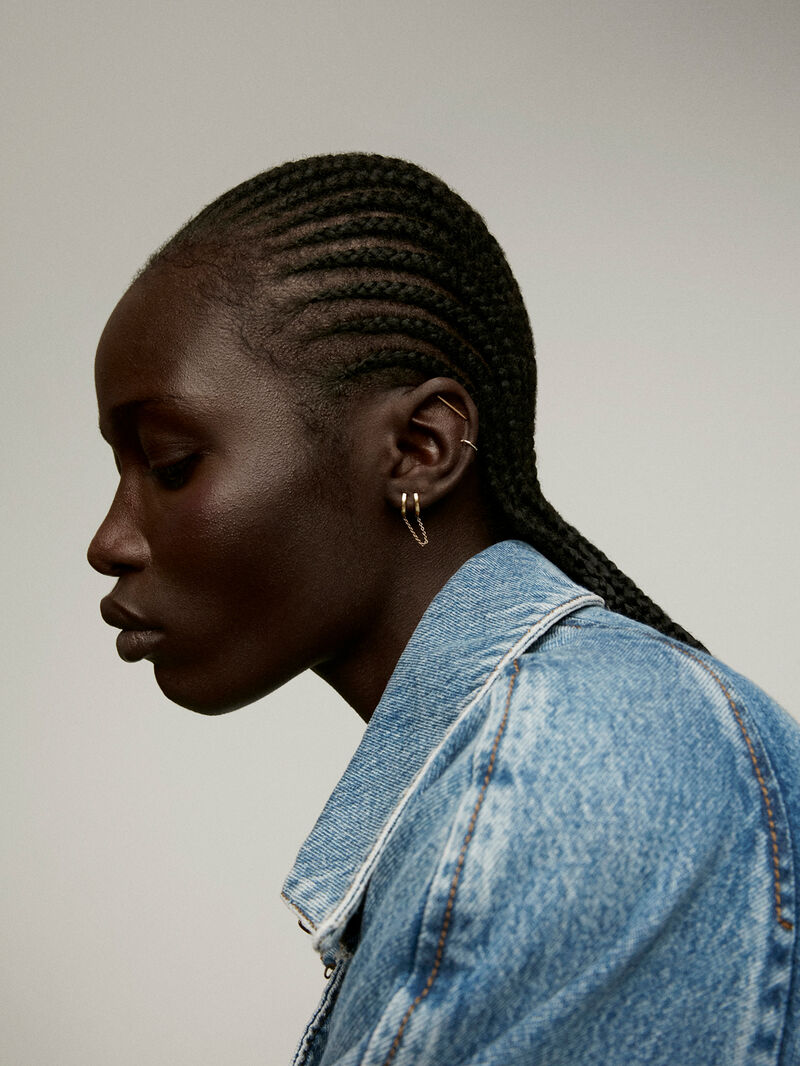 Individual climbing earring made from 925 silver, bathed in 18K yellow gold with a double hoop. image number 4