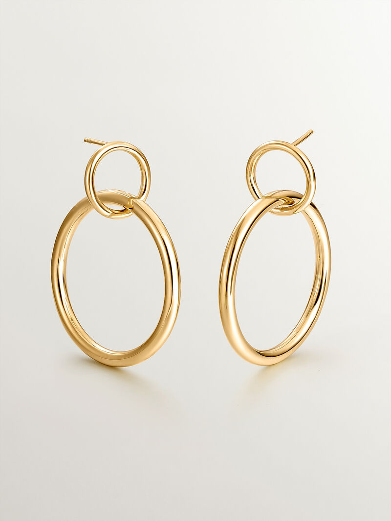 Double hoop earrings in 925 silver coated in 18K yellow gold. image number 0