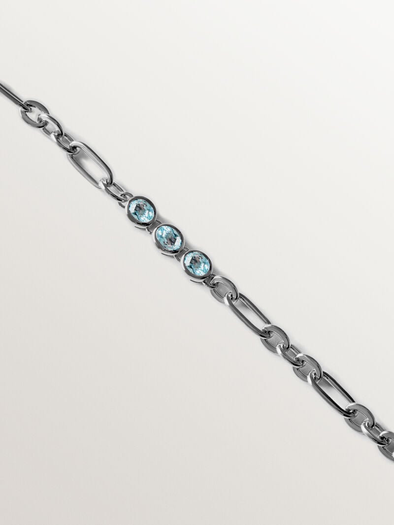 925 silver necklace with sky blue topazes image number 3